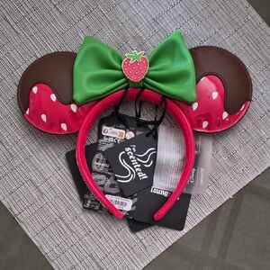 Loungefly Strawberry Chocolate-Dipped Minnie Ear Headband - Pink, Green, Brown